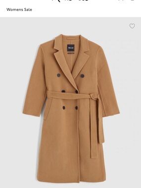 Madewell Camel Double-Breasted Wool Belted Coat - New with tags!